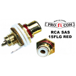 RCA SAS 15FLG RED της Pro.fi.con socket golden plated female καλής ποιότητας επίχρυση θηλυκή υποδοχή με μόνωση από το σασί σε κόκκινο χρώμα μονωμένο